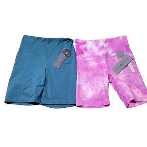 Yogaliscious and Harmony Balance Blue and Pink Tie-Dye Shorts Set Size XS